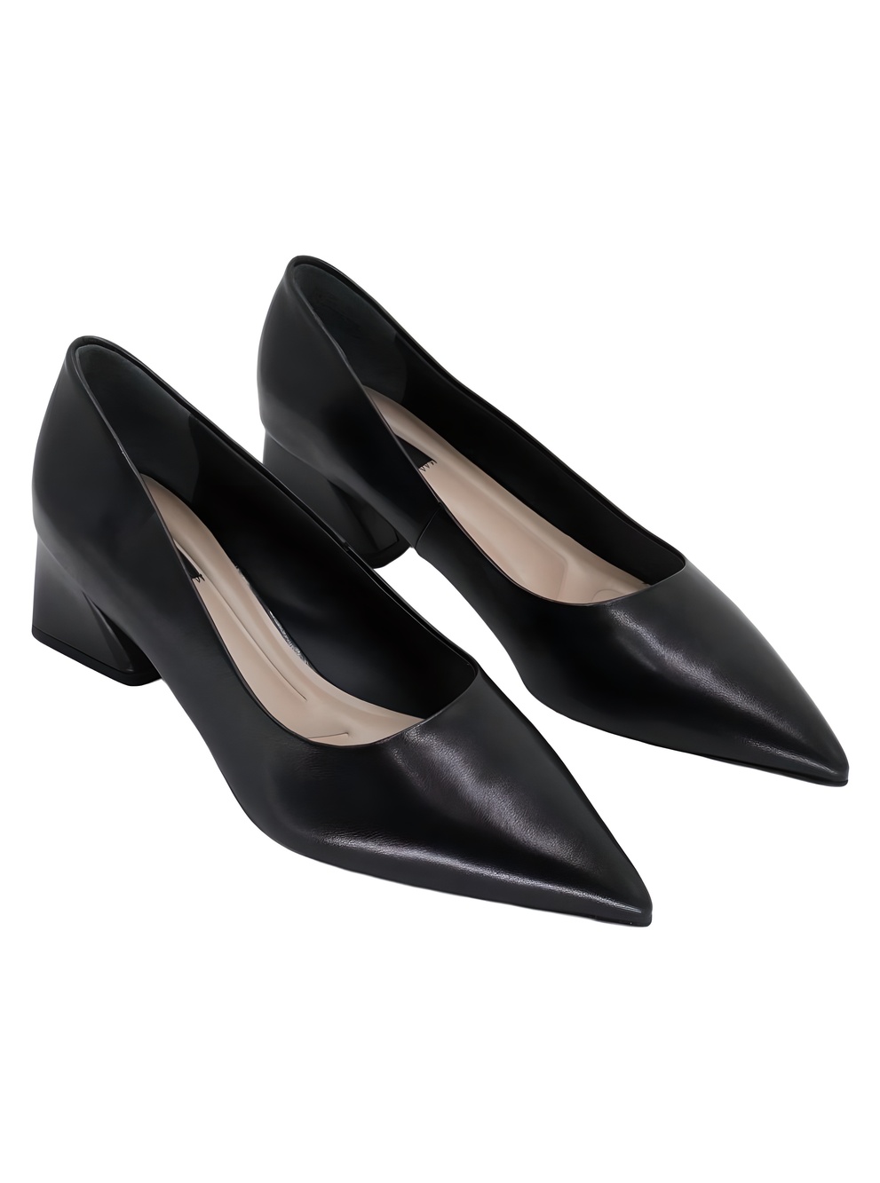 Franco Sarto Racer-Pump Black Leather Pointed Toe Block Heel Pumps Size 9M